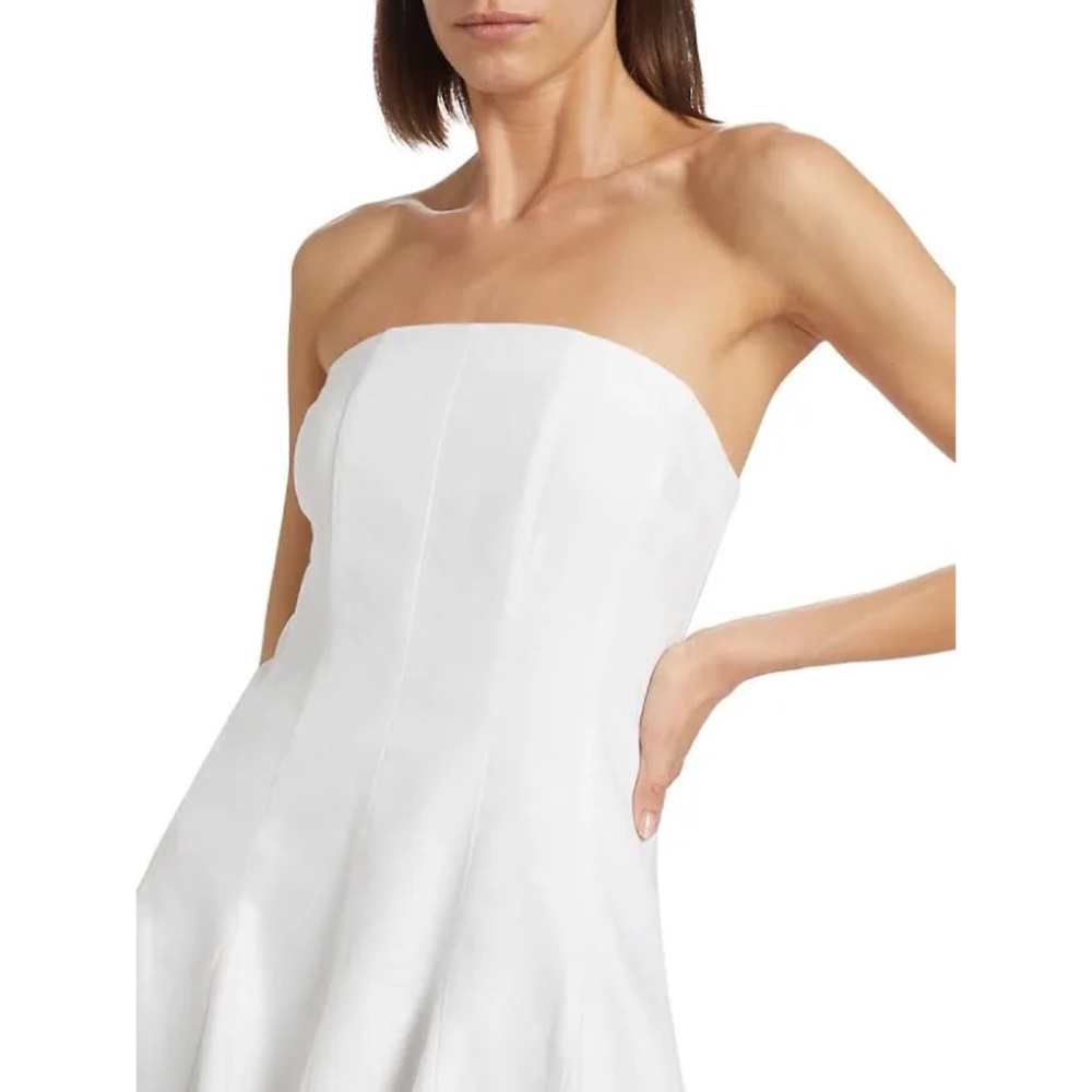 Milly Cameron Solid Linen Strapless Dress White Size 2 - Picture 3 of 13